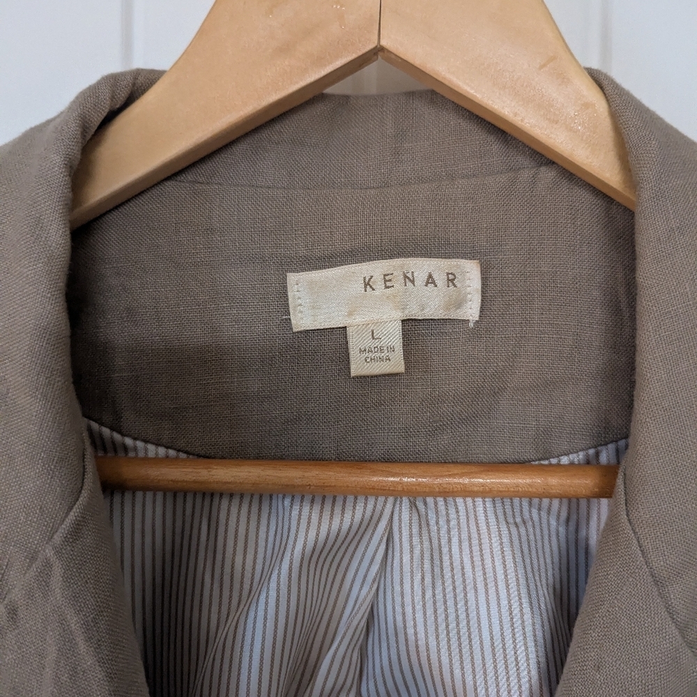 Taupe Women's 100% Linen Blazer Size Large - Picture 8 of 8